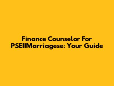 Finance Counselor For PSEIIMarriagese: Your Guide